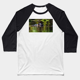 Alligator Under Water Baseball T-Shirt